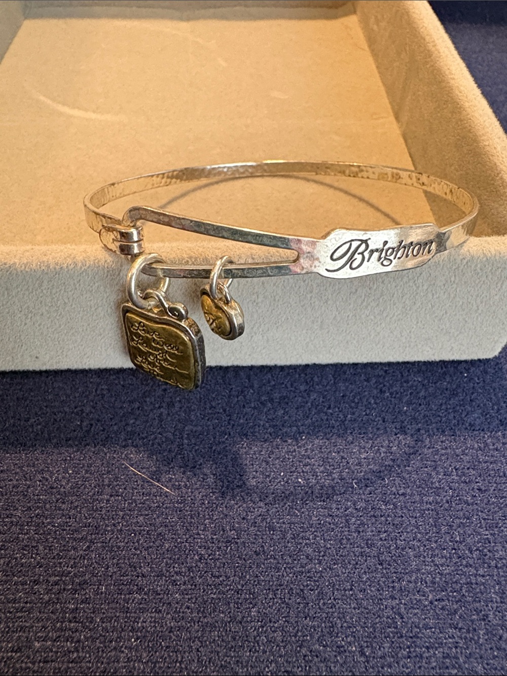 Brighton Silver and Gold Tone Engraved Charm Bangle